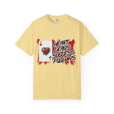 Heart Leads Success Unisex Heavy Cotton Tee | Graphic Tee | Casual Wear | Gift for Gamers | Inspirational Fashion | Streetwear
