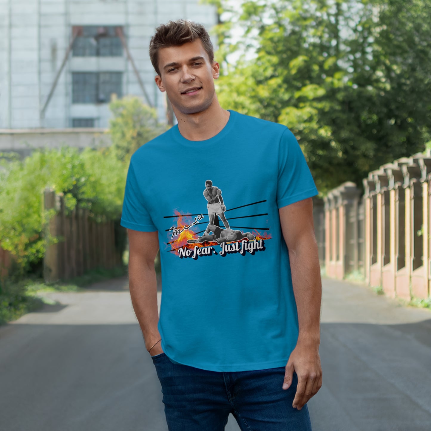 No Fear Just Fight T-Shirt, Motivational Shirt Muhammad Ali
