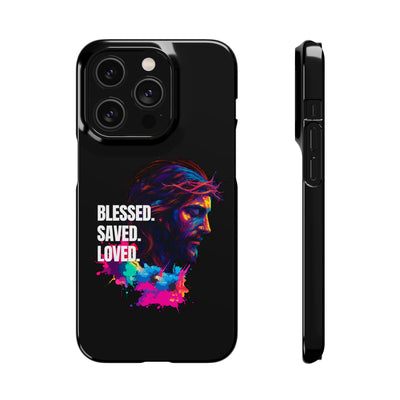 Blessed Saved loved - Snap Case - Jesus