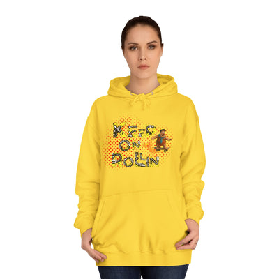 'Keep On Rollin' Design Unisex College Hoodie Flintstones Feuerstein