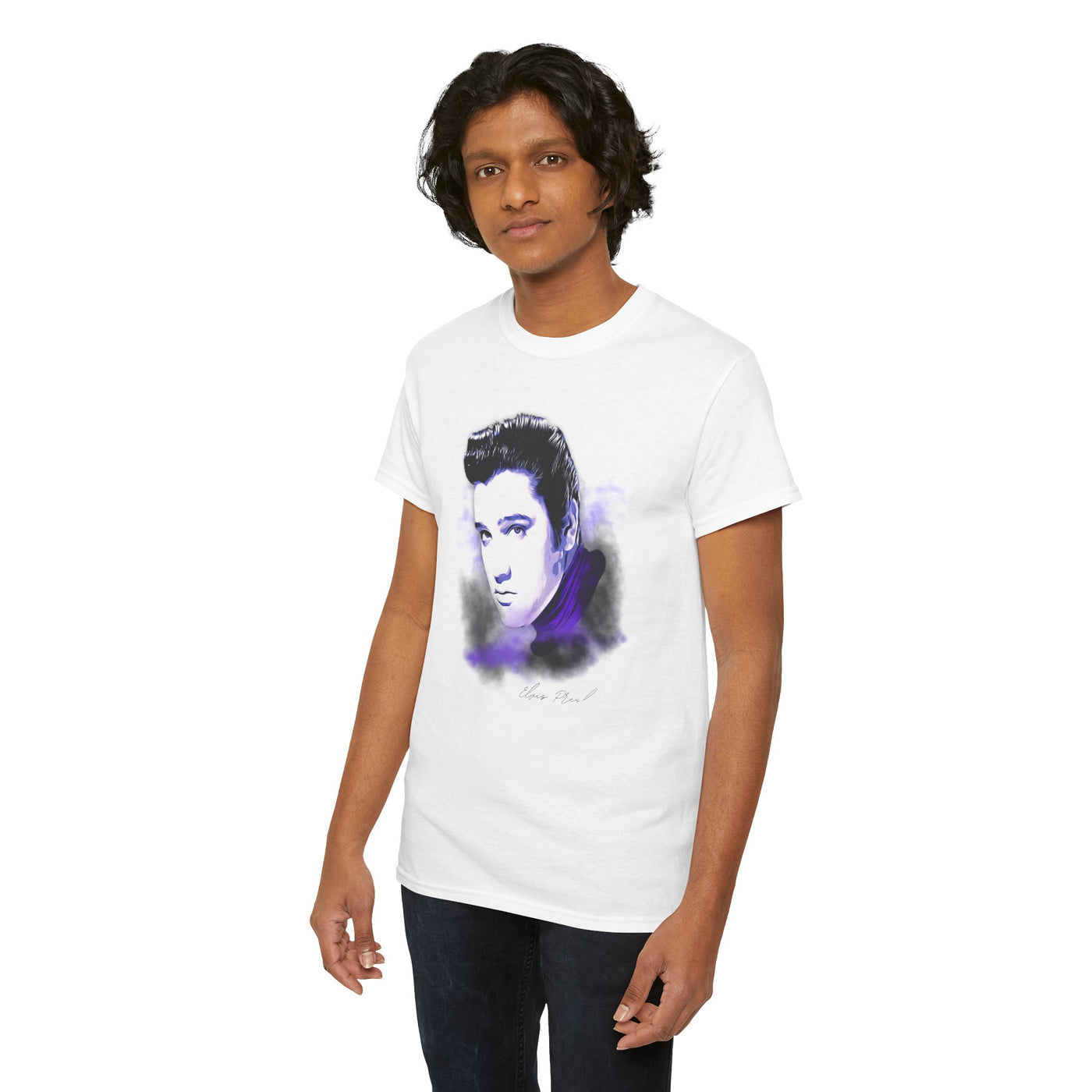 Elvis Portrait Unisex Heavy Cotton Tee - Retro Music Fan Gift