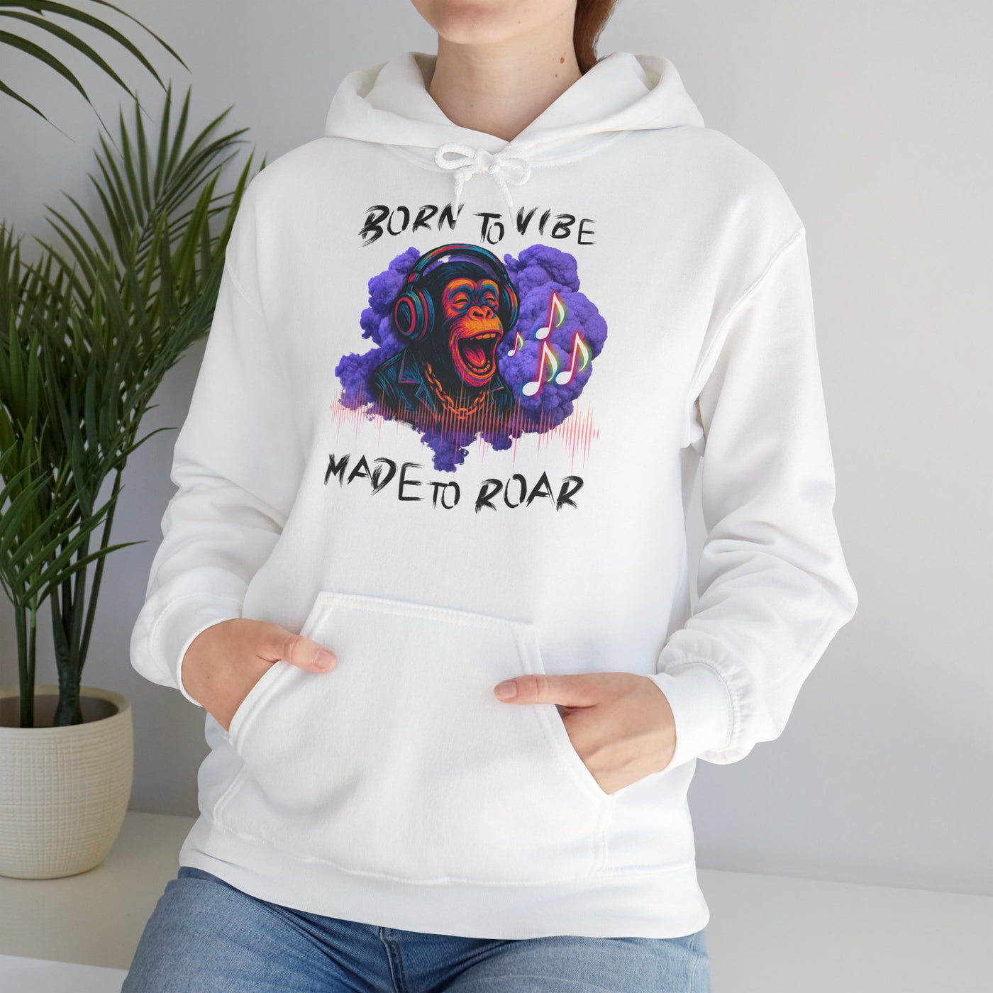 Born to Vibe Unisex Heavy Blend™ Hooded Sweatshirt - Made to Roar Monkey - Monkey 