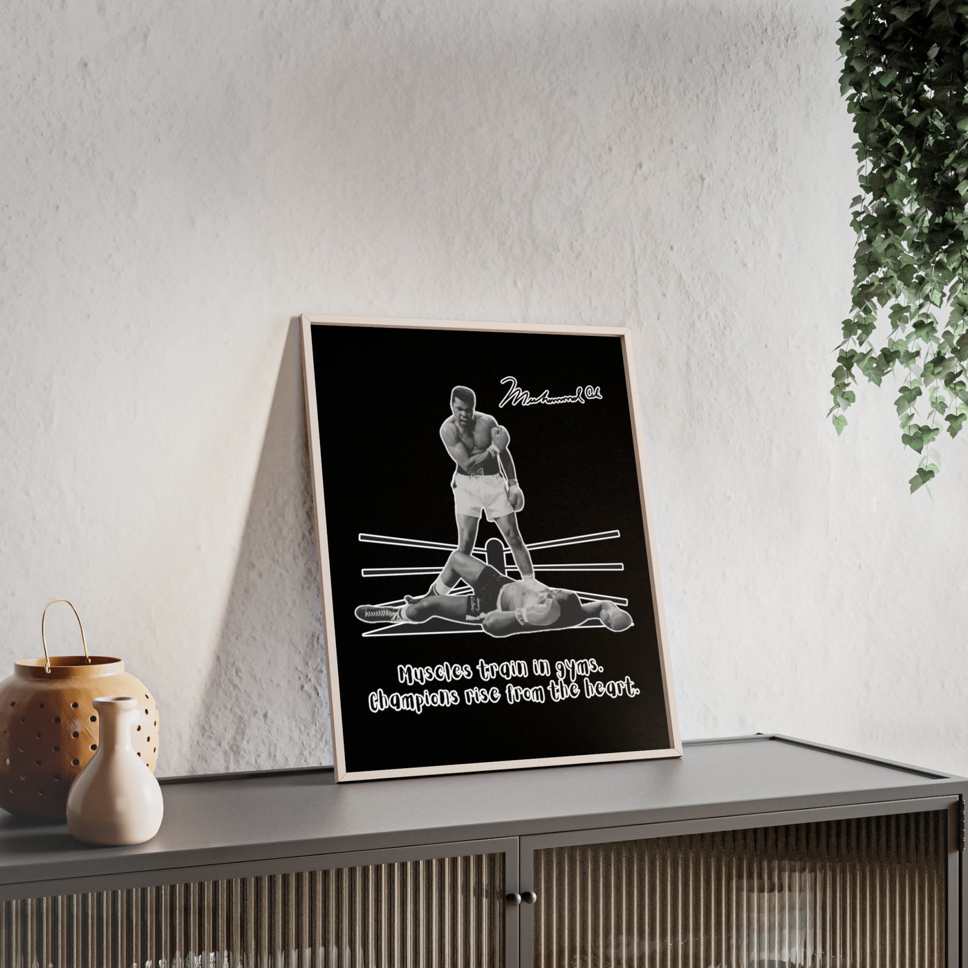 Boxing Inspired Wall Art Poster with Wooden Frame - Muhammad Ali 