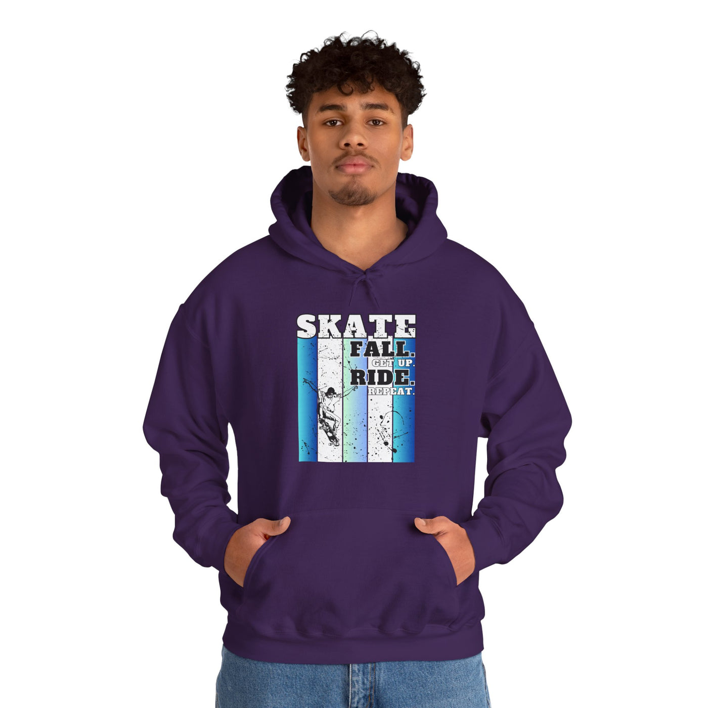 Skateboarding Warmup Hoodie - 'Skate Fall Get Up Ride Repeat' Design