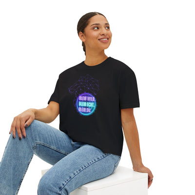 Wild Spirit Women's Boxy Tee | Motivational Graphic Top | Casual Wear, Gift for Nature Lovers, Birthday, Inspirational Tees