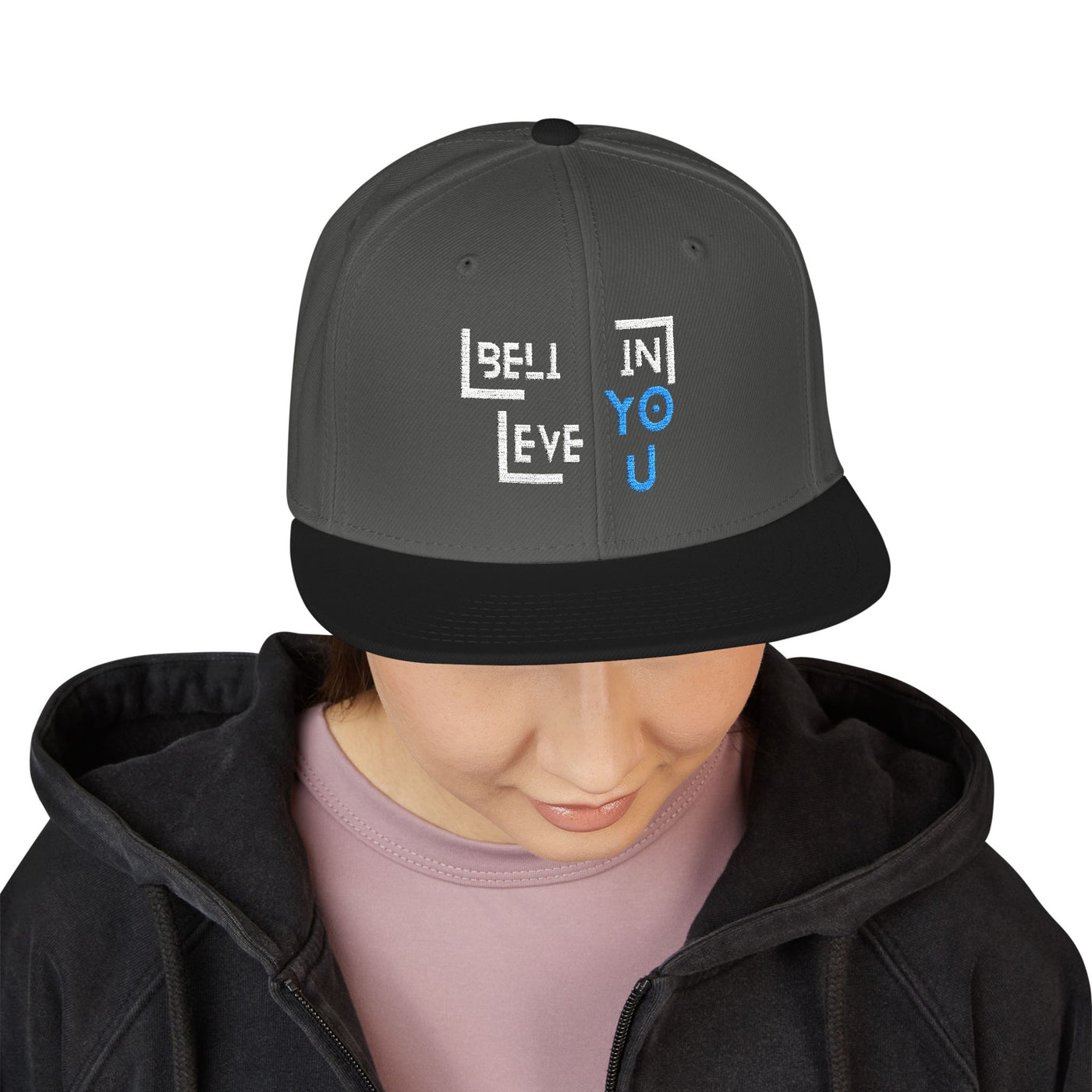 Motivational Snapback Hat - "Believe in You" Embroidery 