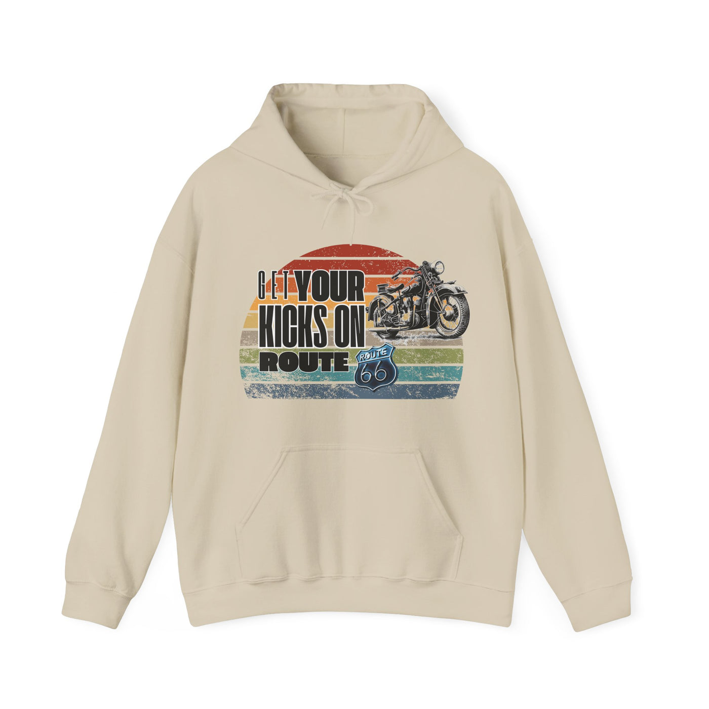 Retro Motorcycle Adventure Hoodie - 'Get Your Kicks On Route 66'