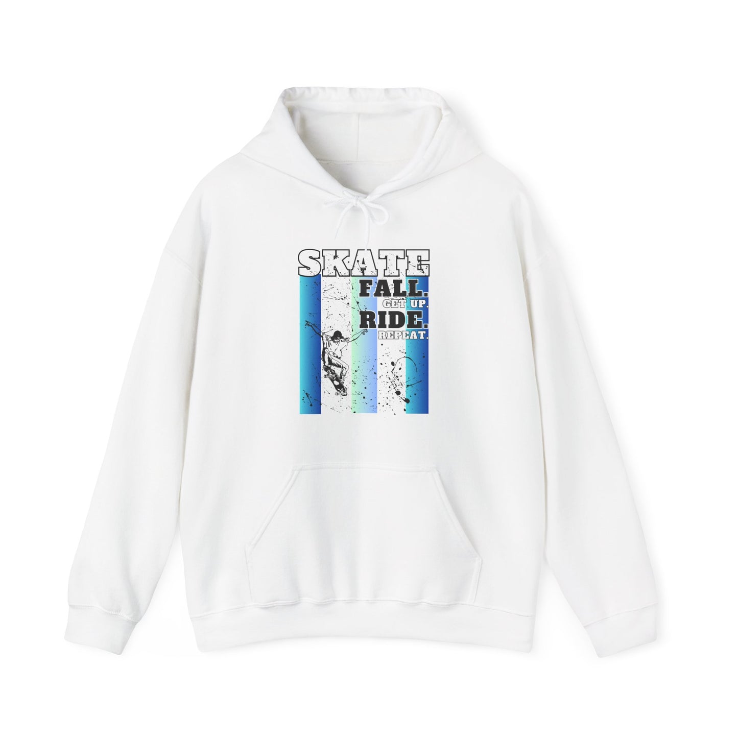 Skateboarding Warmup Hoodie - 'Skate Fall Get Up Ride Repeat' Design