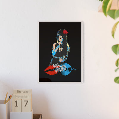 Love Amy Winehouse Poster with Wooden Frame - Vibrant Wall Art for Music Lovers