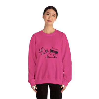 Let's Chill Cat Sweatshirt - Unisex Garment-Dyed Pullover for Cozy Days