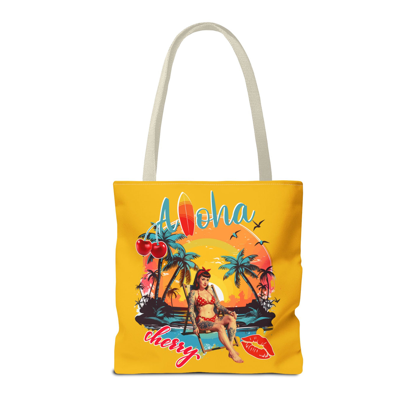 Aloha Cherry Tropical Tote Bag | Beach Accessories, Summer Bag, Travel Tote, Hanging Bag, Beach Bag