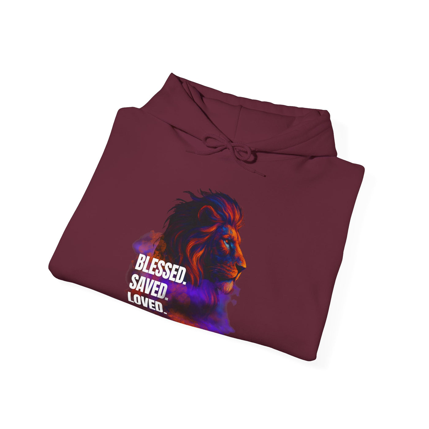 Blessed, Saved, Loved Lion Hoodie - Unisex Heavy Blend Sweatshirt