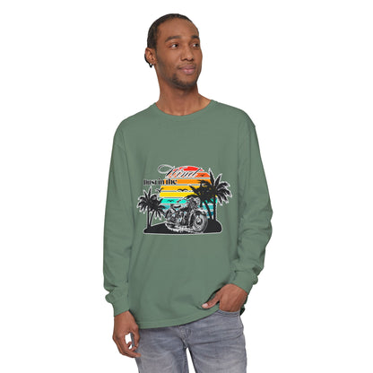 Dust in the Wind - Vintage Motorcycle & Sunset Design