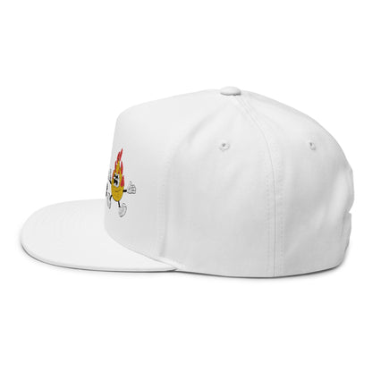 Embroidered Flat Bill Cap - "on fire"