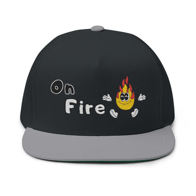 Embroidered Flat Bill Cap - "on fire"