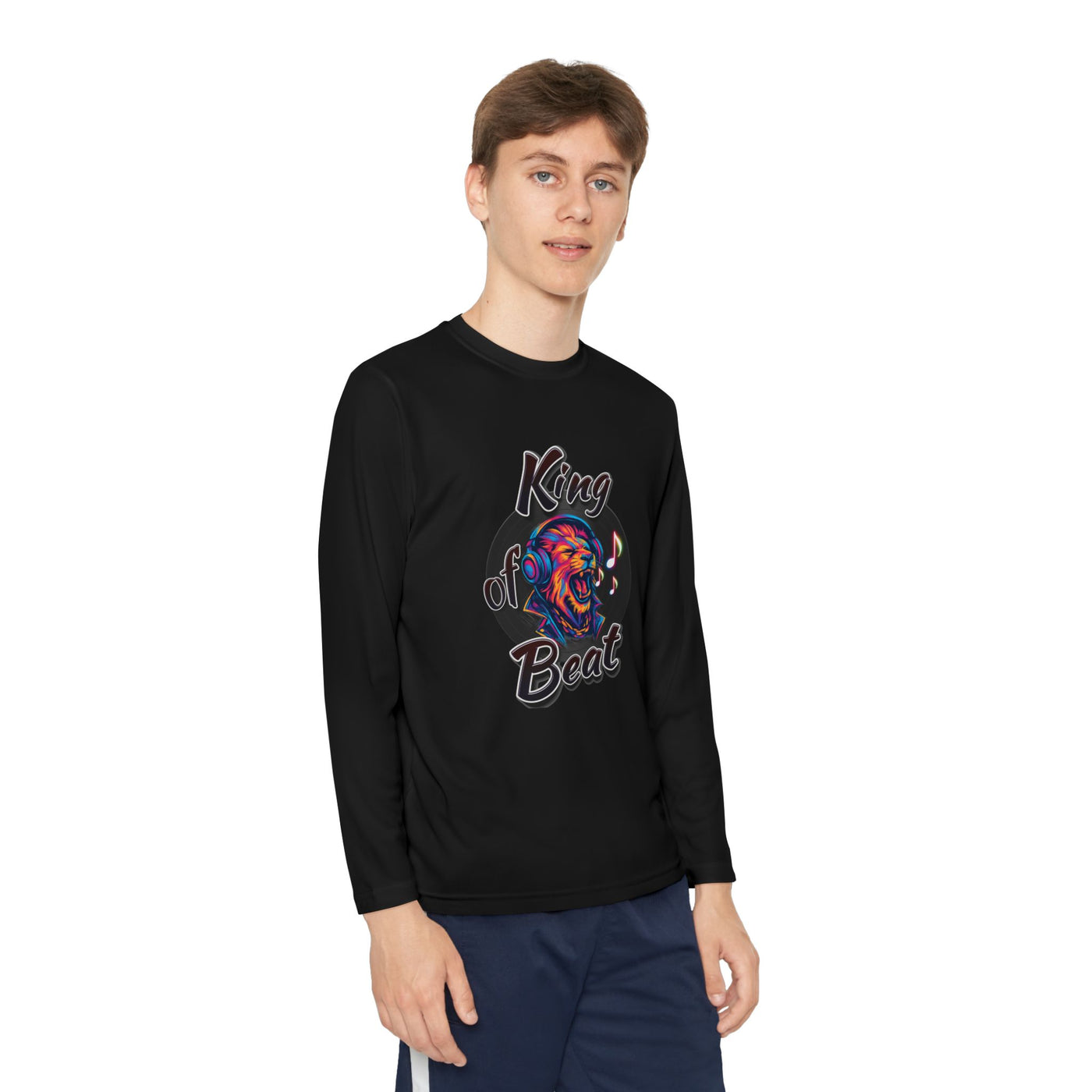 King of Beat Youth Long Sleeve Tee - Perfect for Young Musicians! 
