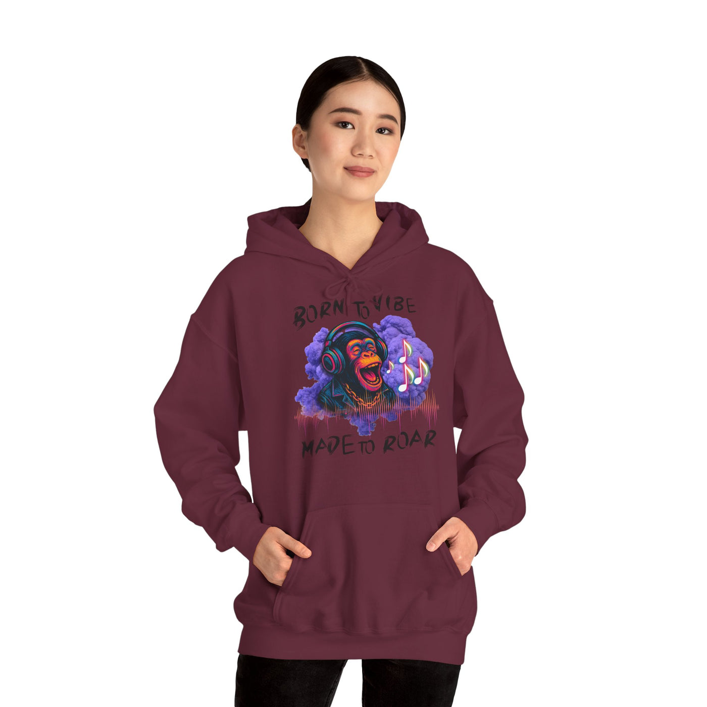Born to Vibe Unisex Heavy Blend™ Hooded Sweatshirt - Made to Roar Monkey - Monkey 