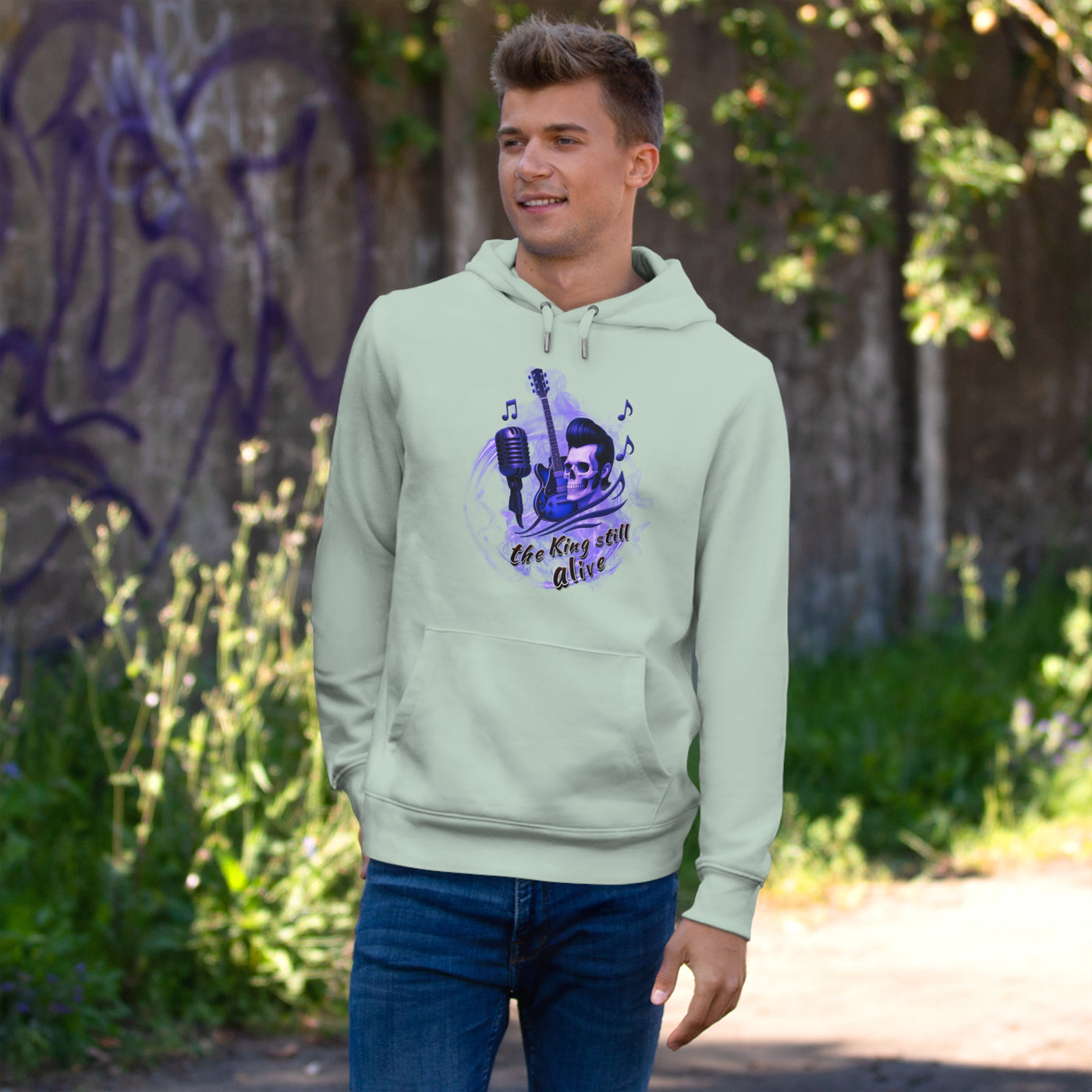 Rock 'n' Roll King Hooded Sweatshirt - 'The King Still Alive' Graphic