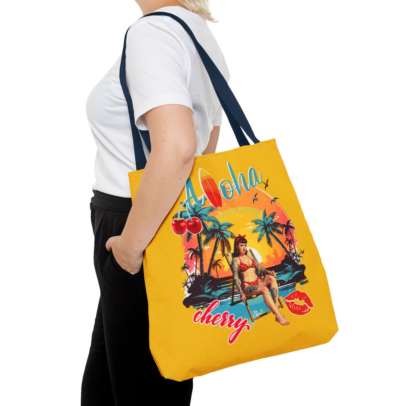 Aloha Cherry Tropical Tote Bag | Beach Accessories, Summer Bag, Travel Tote, Hanging Bag, Beach Bag