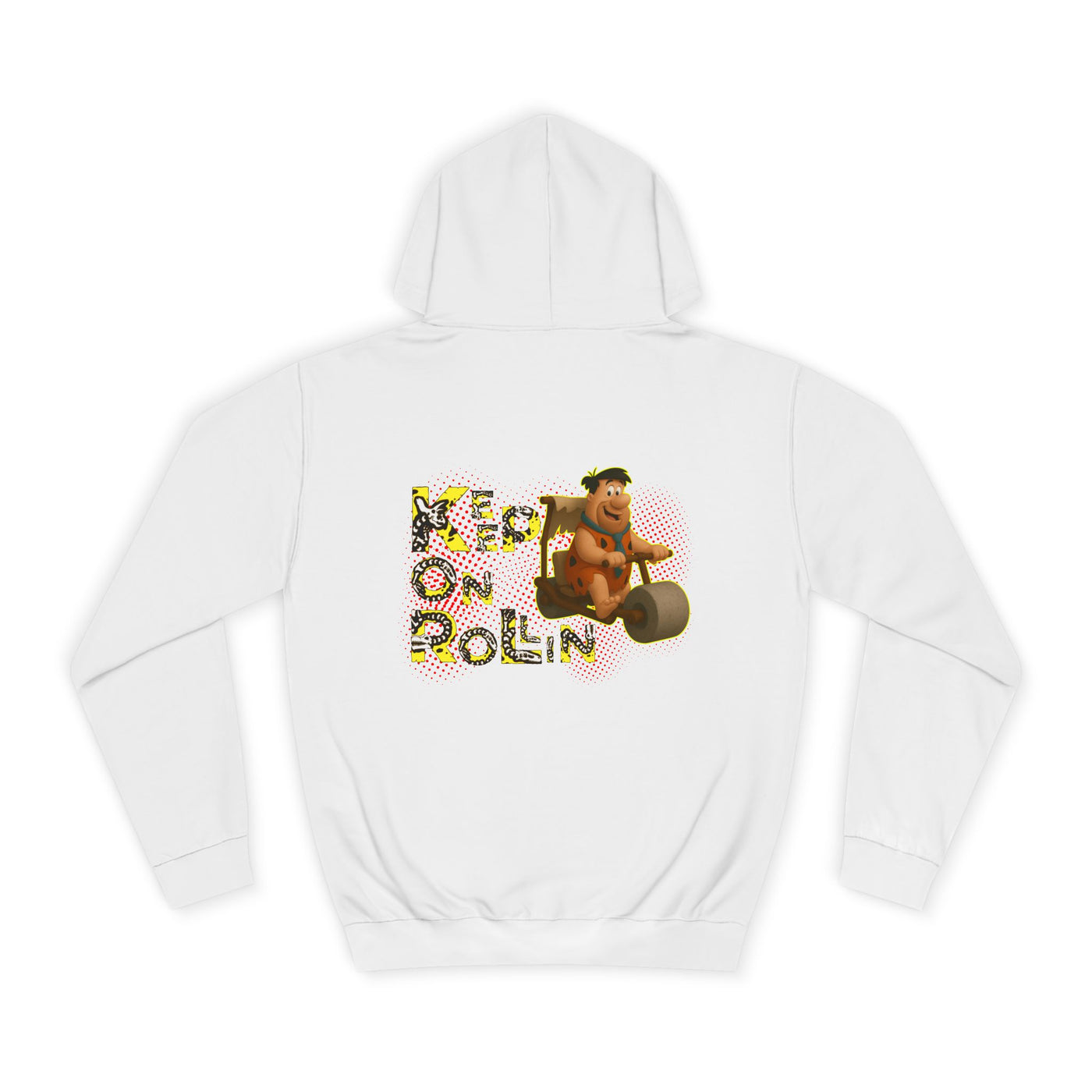 'Keep On Rollin' Design Unisex College Hoodie Flintstones Feuerstein