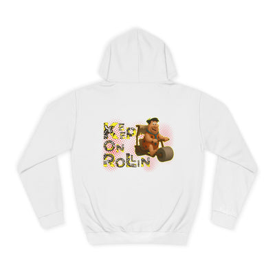 'Keep On Rollin' Design Unisex College Hoodie Flintstones Feuerstein