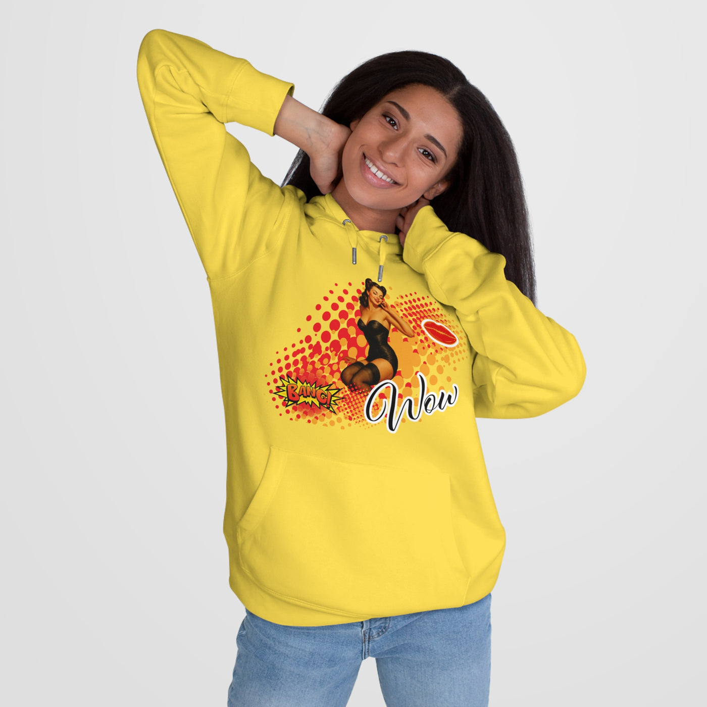Retro Pin-Up Queen Hooded Sweatshirt - 'Wow' Graphic