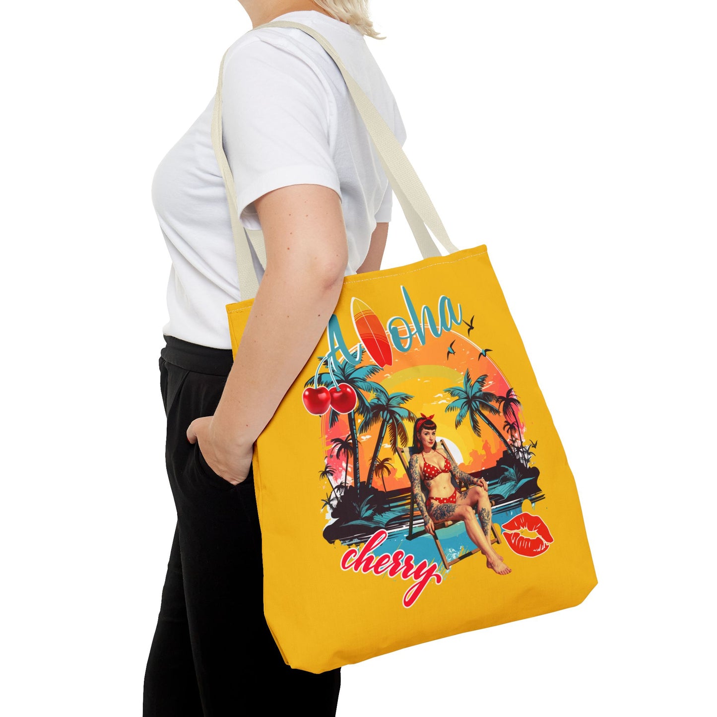Aloha Cherry Tropical Tote Bag | Beach Accessories, Summer Bag, Travel Tote, Hängetasche, Strandtasche