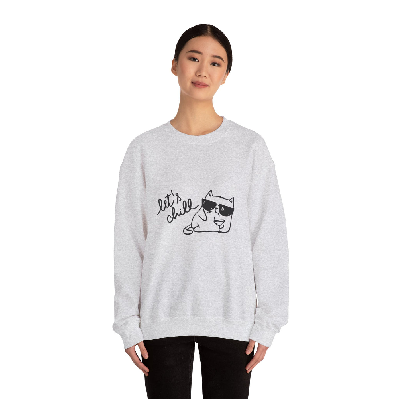 Let's Chill Cat Sweatshirt - Unisex Garment-Dyed Pullover for Cozy Days