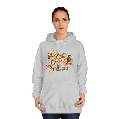 'Keep On Rollin' Design Unisex College Hoodie Flintstones Feuerstein