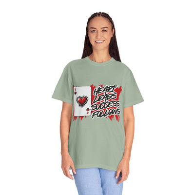 Heart Leads Success Unisex Heavy Cotton Tee | Graphic Tee | Casual Wear | Gift for Gamers | Inspirational Fashion | Streetwear