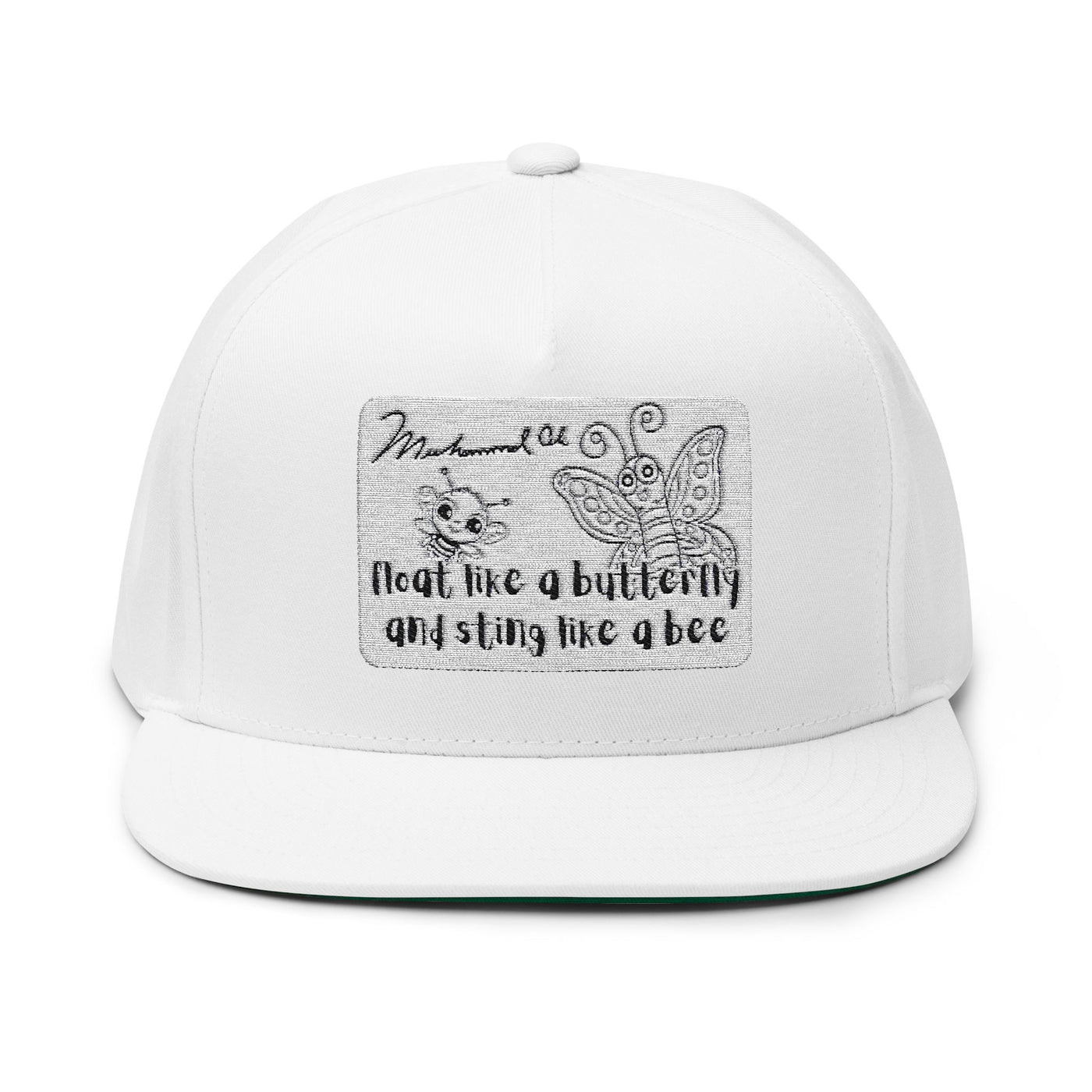 Butterfly and Bee Muhammad Ali Flat Bill Cap | Trendy Snapback Hat