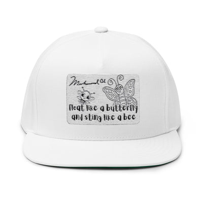 Butterfly and Bee Muhammad Ali Flat Bill Cap | Trendy Snapback Hat