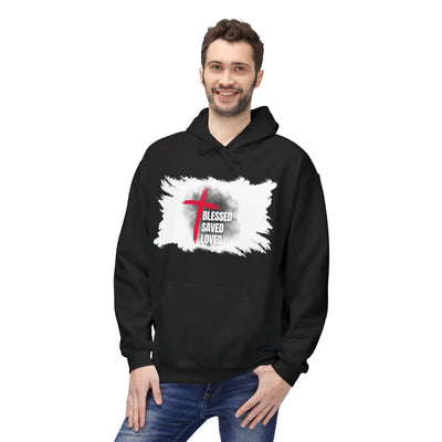 Faith-Inspired Hoodie: Blessed, Saved, Loved - Christian JESUS