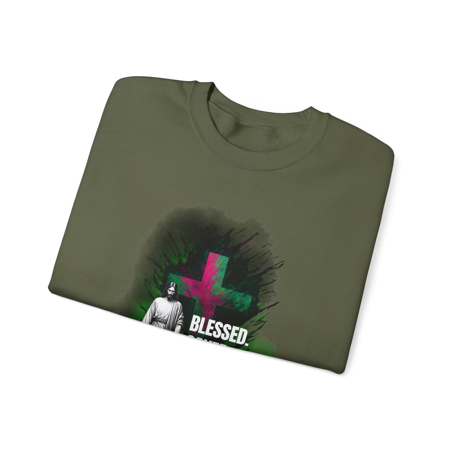 Jesus mit Faith und Spruch Blessed -Saved -Forgiven Sweatshirt