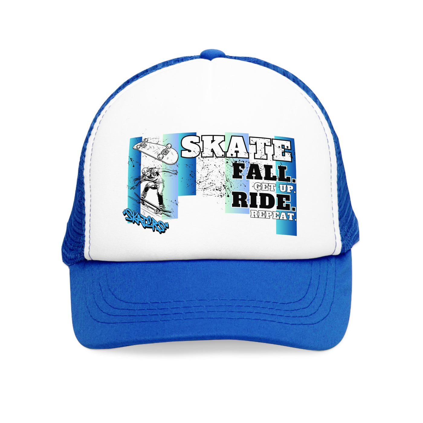 Skateboarding Mesh Cap - "Skate Fall, Get Up, Ride, Repeat"