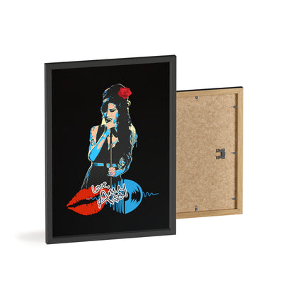 Love Amy Winehouse Poster with Wooden Frame - Vibrant Wall Art for Music Lovers
