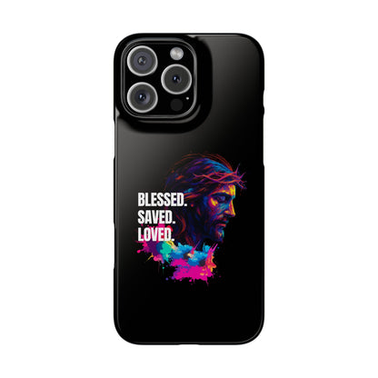 Blessed Saved Loved -  Snap Case Handyhülle - Jesus