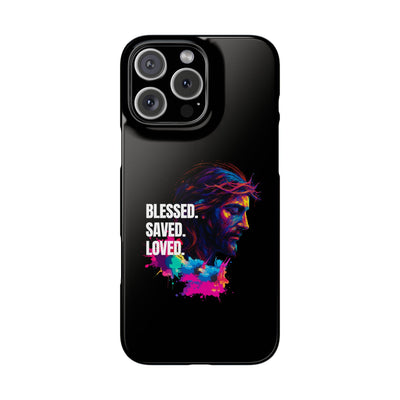 Blessed Saved loved - Snap Case - Jesus