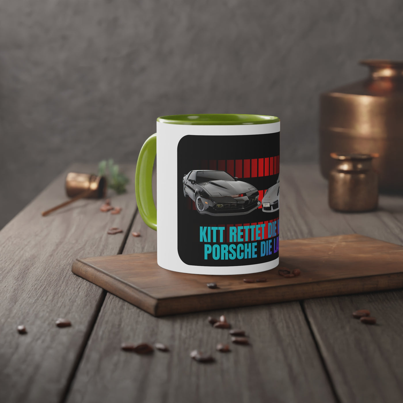 KITT and Porsche Die Laune Mug, KITT Mug, Porsche Mug, Tasse