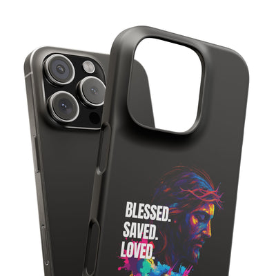 Blessed Saved loved - Snap Case - Jesus