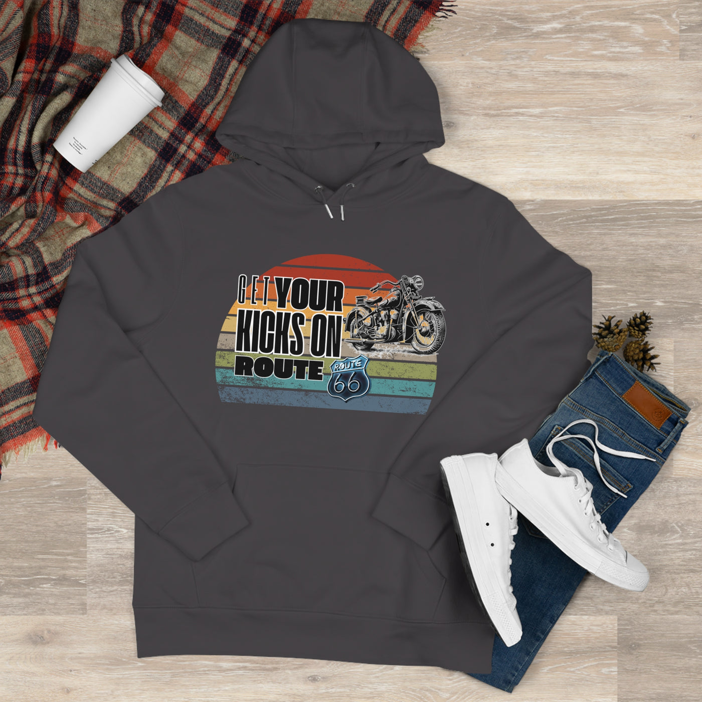 Retro Route 66 Motorcycle Hoodie Sweatshirt - Get your kicks on route 66