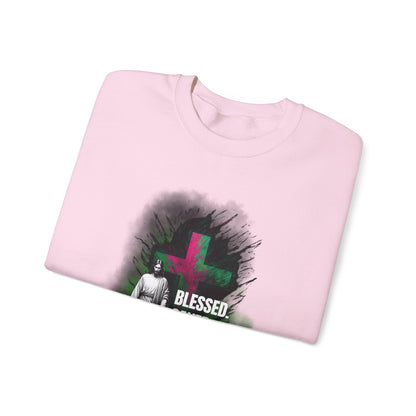Jesus mit Faith und Spruch Blessed -Saved -Forgiven Sweatshirt