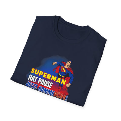 Superman Pause Unisex Softstyle T-Shirt - Fun Graphic Tee for Comic Fans