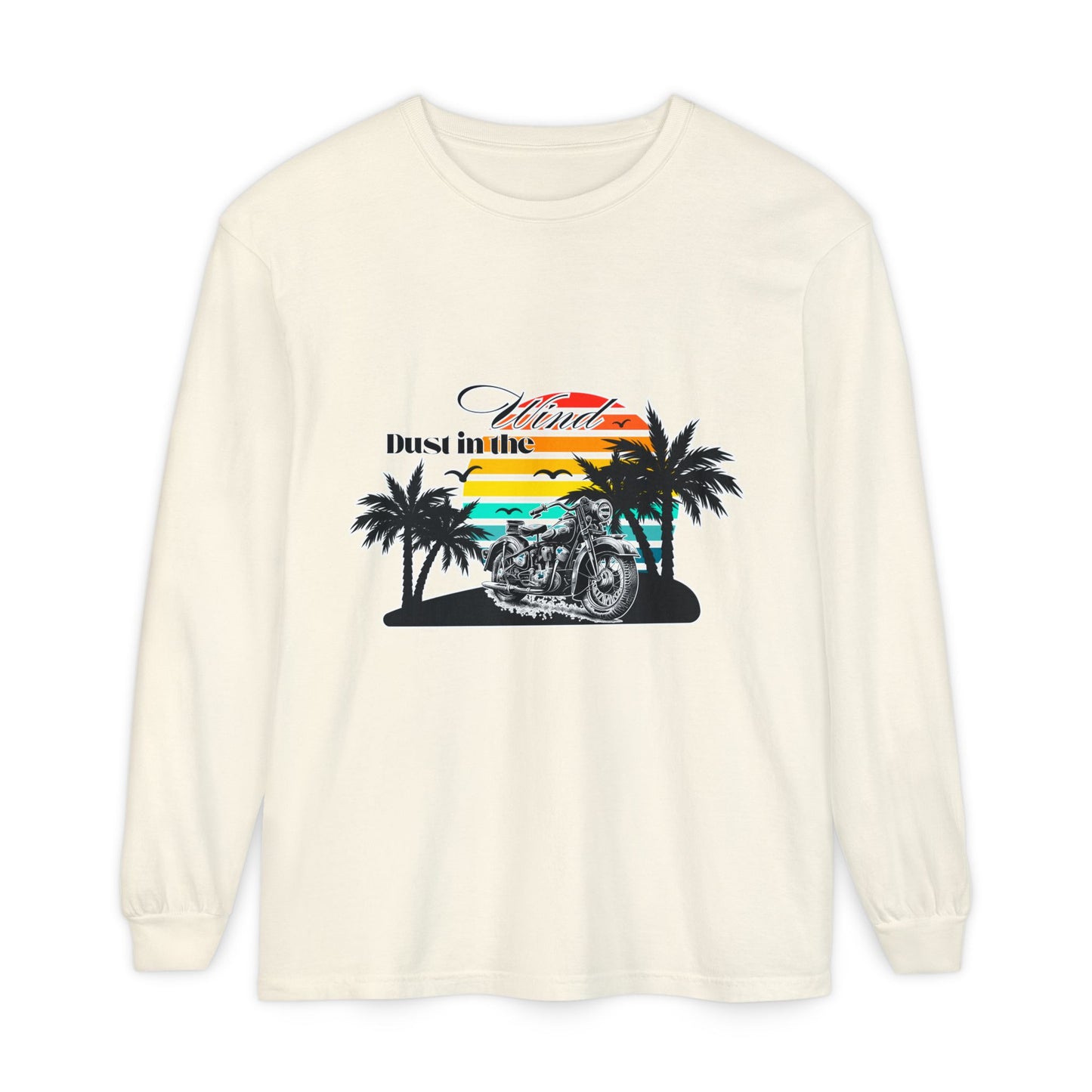 Dust in the Wind - Vintage Motorcycle & Sunset Design