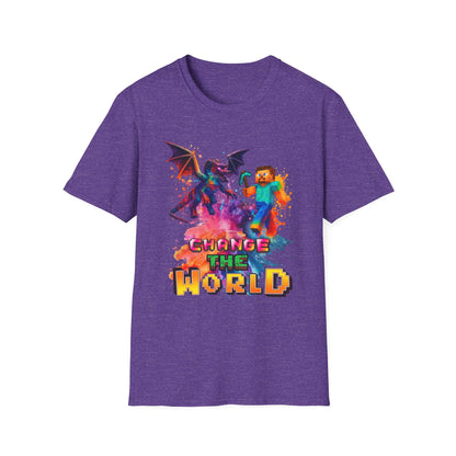 Minecraft Change the World Video Game T-Shirt - Unisex Softstyle Tee for Gamers