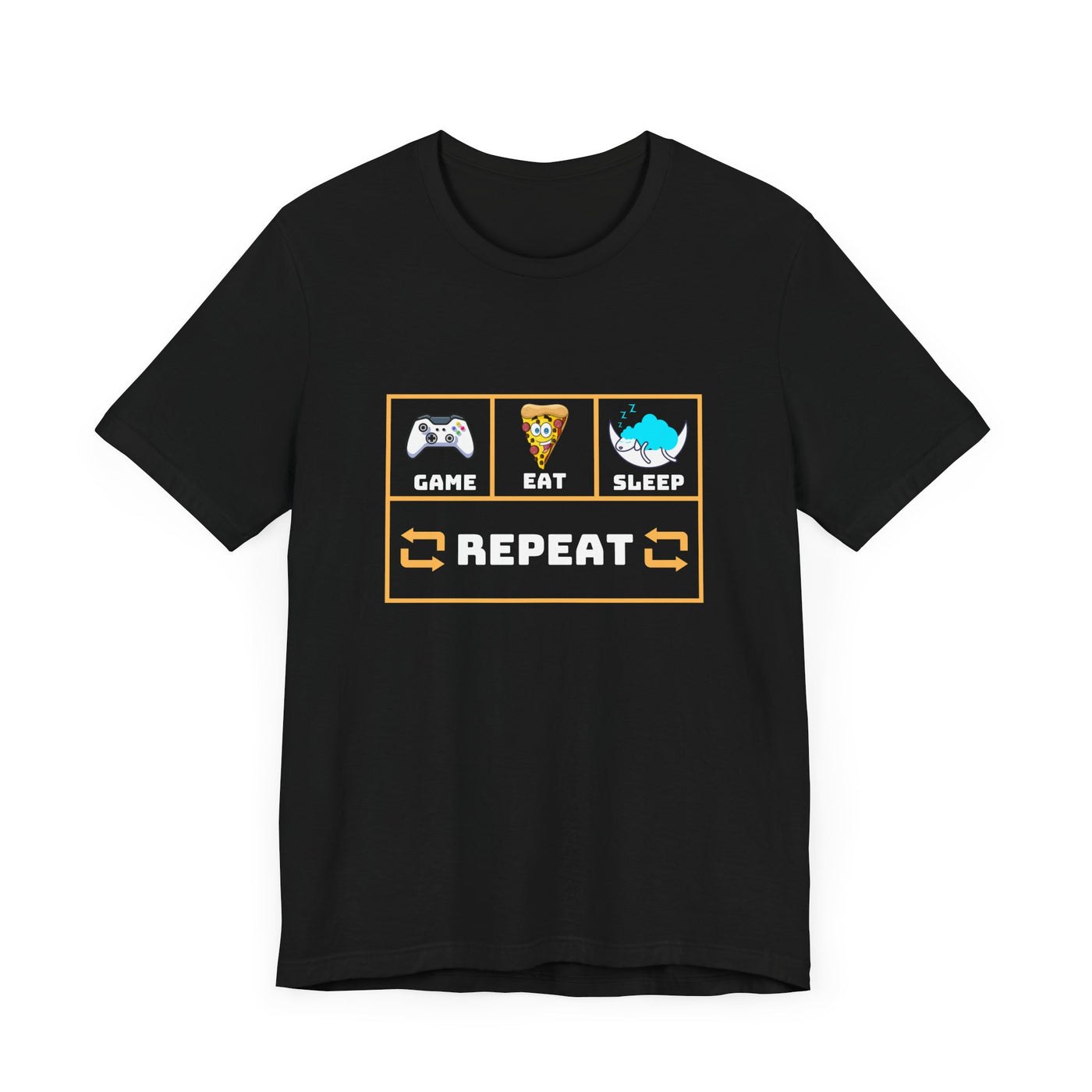 Gamer's motto shirt: Eat, Sleep, Game, Repeat T-shirt