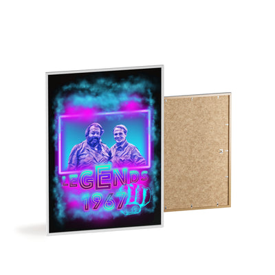 Retro Legends Poster with Wooden Frame - 1967 Nostalgia Art Bud Spencer &amp; Terence Hill