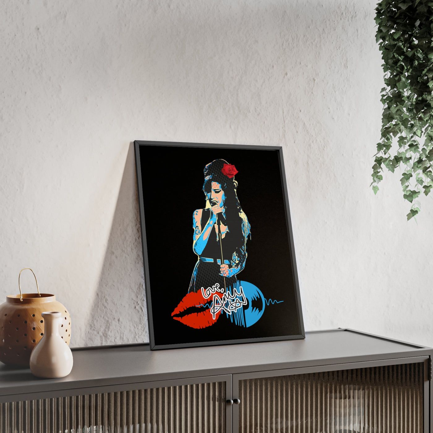 Love Amy Winehouse Poster with Wooden Frame - Vibrant Wall Art for Music Lovers
