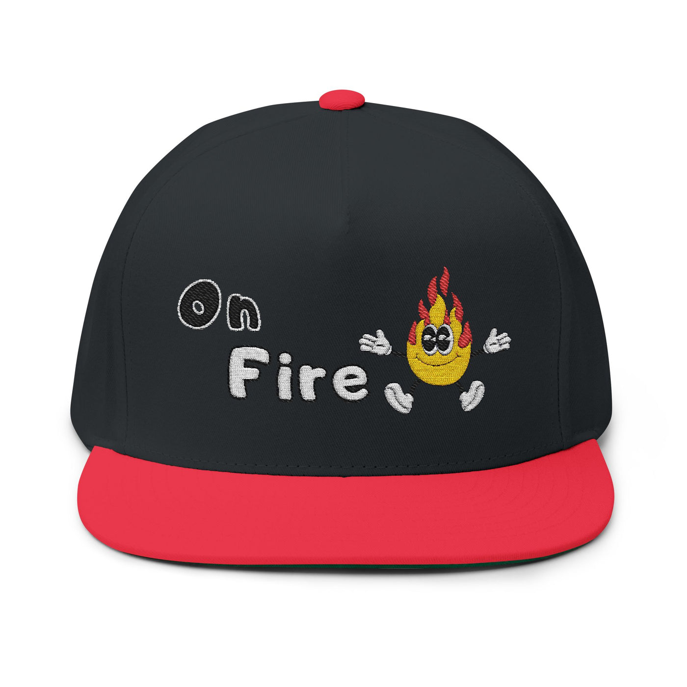 Embroidered Flat Bill Cap - "on fire"