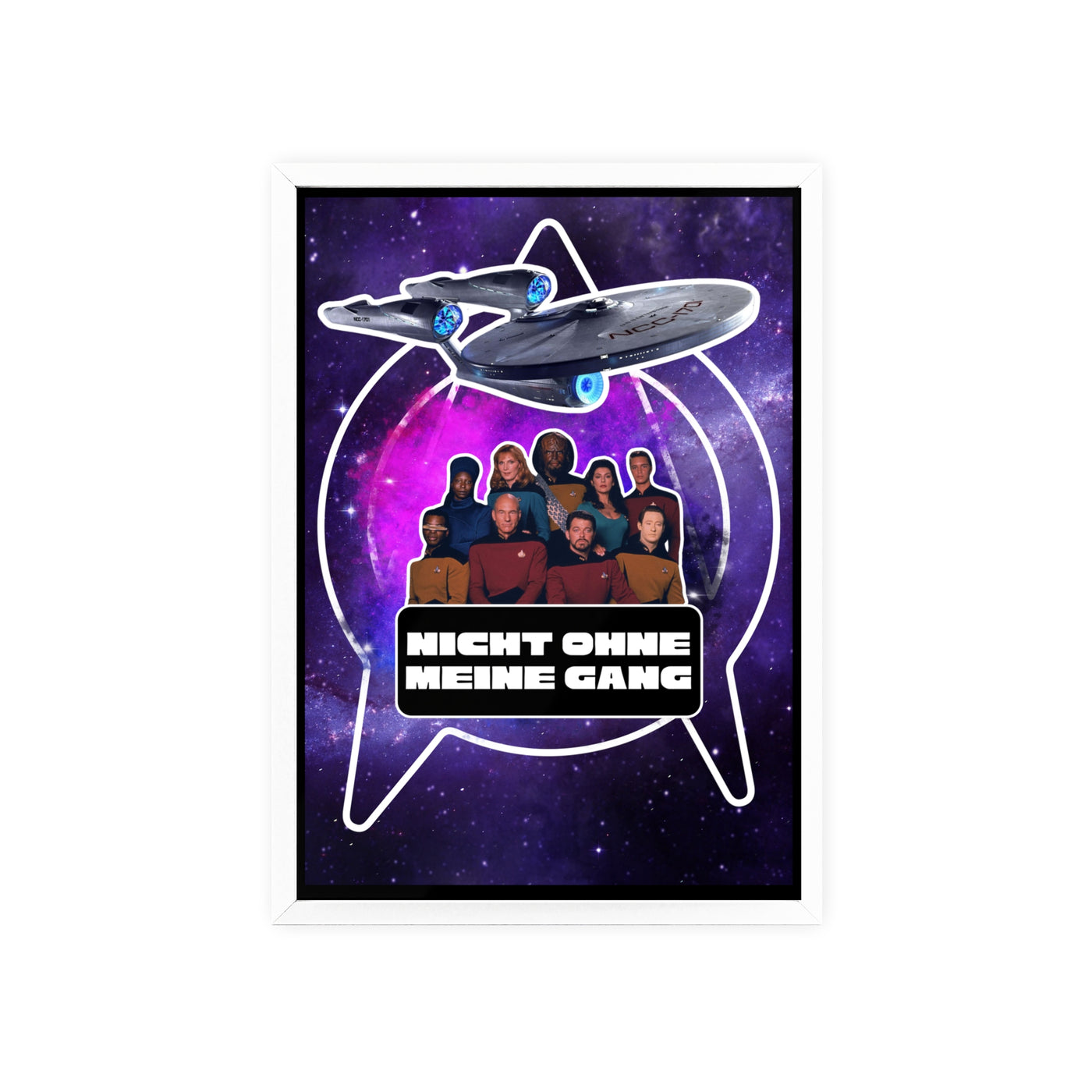 Starship Adventure Poster with Wooden Frame | Sci-Fi Wall Art, Geek Decor,